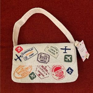 NWT Viral Travel Passport Cities Beaded Bag Made in India Handcrafted Handmade